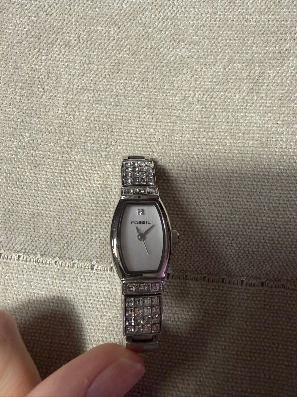 Fossil Women's Silver Crystal Bracelet Watch - White & Silver